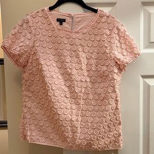 Talbots 100%Cotton Top Embroidered Dot w/ fringe Short Sleeve Side Zip Size 6